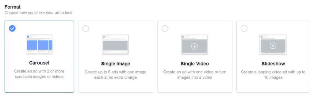 Format iklan yang beragam di Facebook Ads Manager
